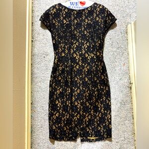 Stunning black Lacey elegant LBD funeral party capped sleeves classy dresss